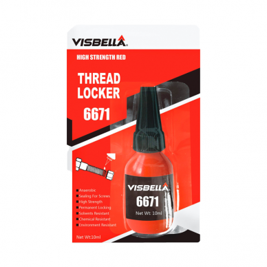 "Visbella Thread Locker 6671" Didelio stiprumo sriegių fiksatorius (raudonas), 10ml 1